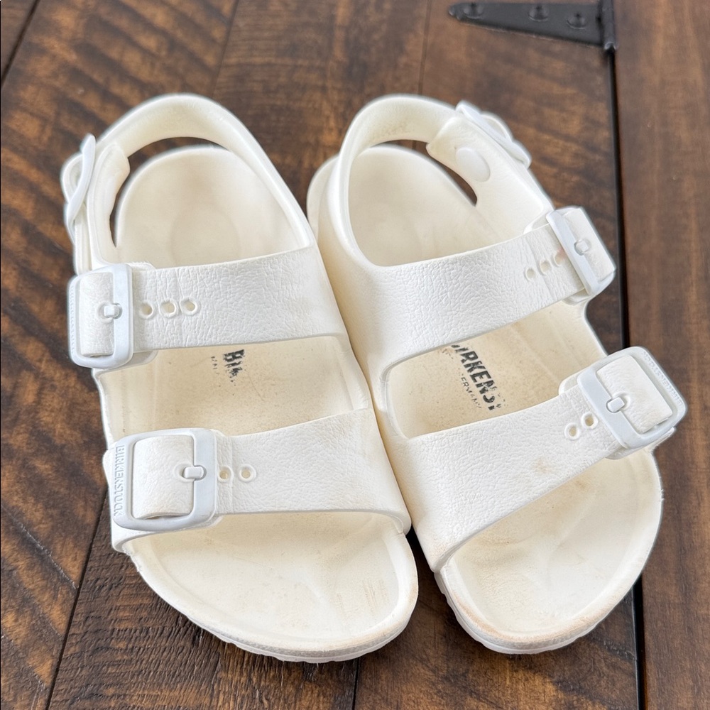 Birkenstock Kids Cream Sandals with Adjustable Straps